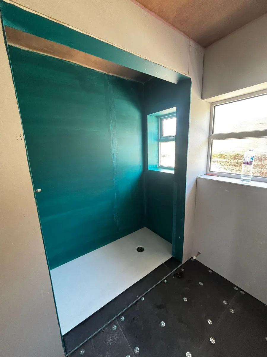 Shower walls and floor tanked and waterproofed before tiling